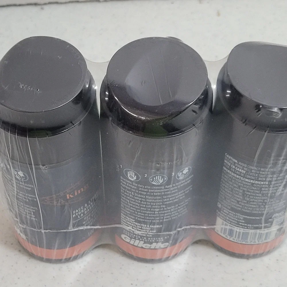 King C Gillette Mens Face & Stubble Moisturizer 3.4 oz Lot of 3 Vitamin B